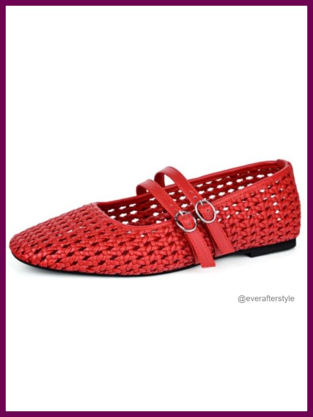 Woven Mary Jane Flats Square Toe Ballet Shoes Faux Leather